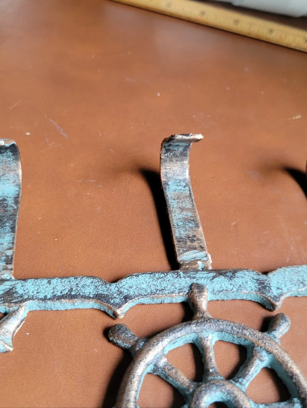 Cast Iron Nautical Dolphin and Ship's Wheel Key Hook Rack